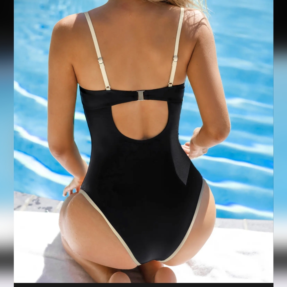 Cupshe Black Square Neck Cheeky Swimsuit - Picture 2 of 5